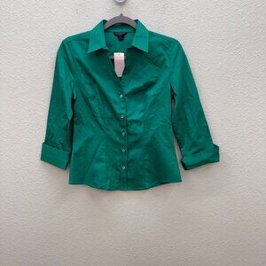 Banana Republic Factory Aquarius Green Button Up Shirt Womens Petite Small NEW